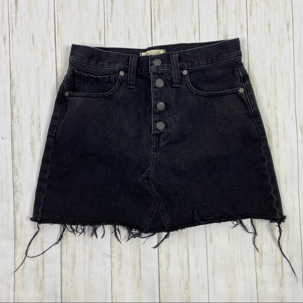 Madewell Rigid Denim A-Line Washed Black Skirt